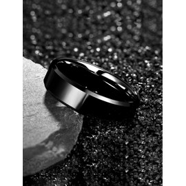 Yellow Chimes Stainless Steel Band Style Ring for Men and Boys, Black, Stainless Steel, No Gemstone