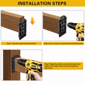 LITBM 20Pcs Aluminum Deck Railing Brackets Connector for 2x4 Railing Wood Post with 120pcs Galvanized Wood Screws
