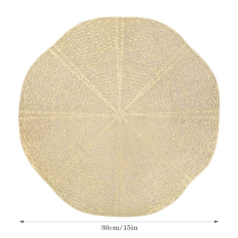 fanquare Round Placemats Set of 6, 15" Lotus Leaf Hollow