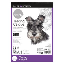 Daler-Rowney Simply Smooth Surface 43gsm A4 Tracing Paper Pad, Glued 1 Side, 40 Sheets, Ideal for Entry-Level Artists & Hobbyists