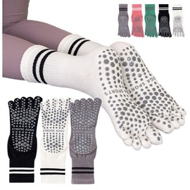 Gitvirgo Women's Yoga Socks, 5 Toe Socks, Anti-Slip, 3 Pair Set, Yoga Socks, Pilates Socks, Sports, Gym, Yoga, Socks, Long, Running, Outdoors, Trekking, Thick Pile Socks, For Climbing, Women's,