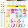 Mardatt 68Pcs Colorful Heart Trigger Spring Rings with Lobster Claw
