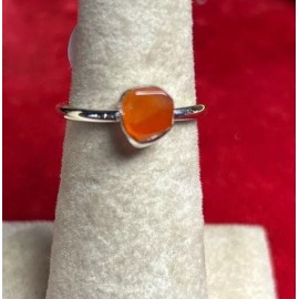 Natural Creations sterling silver stackable ring Size 4 Carnelian Raw