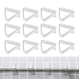 KRENIE Table Cloth Clip Tablecloth Clips - 12 Pcs Transparent Table Cloth Clips for 20MM to 35MM Table Thickness - Outdoor Table Cloth Clips for Camping, BBQs, Dinners, Weddings