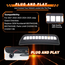 Vektoris LH+RH LED Side Marker Light Smoked Lens for 2021-2025 Jeep Grand Cherokee Fender Side Indicator Lamp White DRL,Replaces OE# 68378432AB, 68378433AB, CH2550138, CH2551138 (B Style)