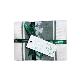 Samuel Lamont IL Shamrock Waffle 100% Cotton Tea Towels Set of 2, Dish, Hand Drying, Cooking, Baking, 19.68" x 27.55"