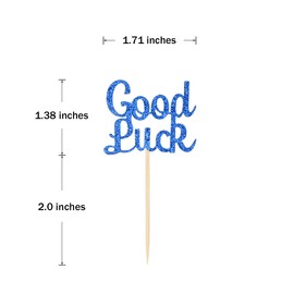 Donoter 24 Pieces Blue Glitter We Will Miss You Cupcake Toppers Good Luck Heart Cake Picks for Going Away Party Table Decorations