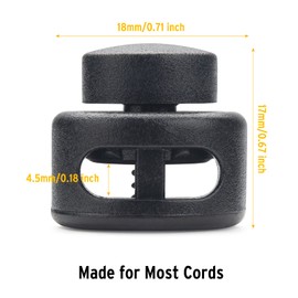 30 cierres de cordón de doble agujero resistentes para cordón, topes de resorte para cordones sin atar, cordones de paracaídas, pantalones, 30 piezas-5 colores, Large