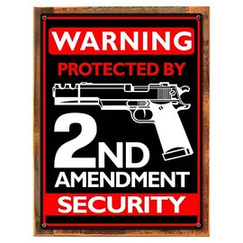 Homebody Accents Framed 2nd Amendment Security 18"x24" Metal Sign, Warning Sign, Hand-Crafted from Reclaimed Materials
