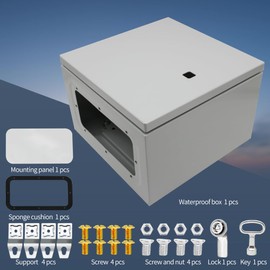 AIRTAK IP66 Waterproof & Dustproof Electrical Junction Box,12 * 12 * 8 Inch Metal Electrical Box with Lock and Mounting Plate for Indoor & Outdoor Use(300 * 300 * 200mm)