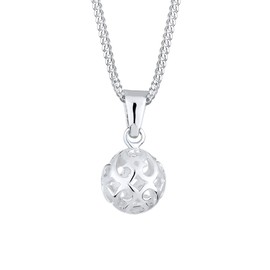 Elli Elli Women's Necklace Ball Ornament Playful in 925 Sterling Silver, Facet cut, None