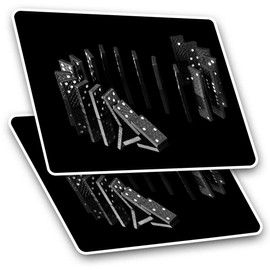 Rectangle Stickers (Set of 2) 10cm - Black Dominoes Game Retro Fun Decals for Laptops,Tablets,Luggage,Scrap Booking,Fridges, 3111