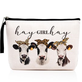 Cow Print Stuff Cow Gifts Farm Animals Western Makeup Bag Country Stuff Cosmetic Bag for Women Country Girls Friend Sister Funny Zipper Pouch Western Stuff Travel Bag Graduation Birthday Gifts