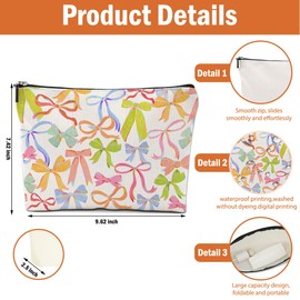 HZMLYDJ 4 PCs Bow Stuff Makeup Bag Coquette Stuff Cosmetic Bag, Bow Gifts for Women Teen Girls Best Friends Daughter Bestie Niece, Cute Bow Stuff Christmas birthday Gifts Zipper Pouch Toiletry Bag