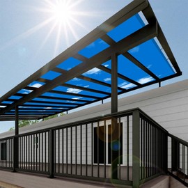 SunnyRoyal 8'x16' Waterproof Sun Shade Sail Straight Edge with Full Side Grommets 95% UV Blockage & Water Resistant Fabric Cloth Screen for Outdoor Patio Canopy Awning Garden (Blue Sky)