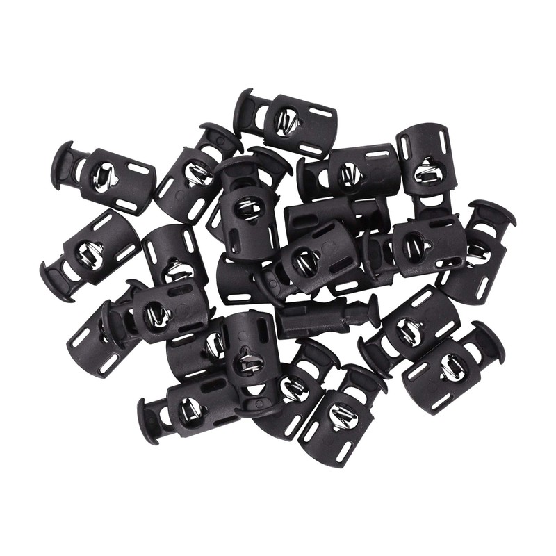 Mandala Crafts Black Shock Cord & Plastic Cord Locks for