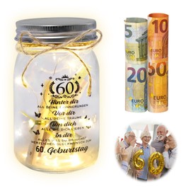 DAWRIS 60th Birthday Woman Man LED Bottle Light Birthday, 60th Money Gifts Birthday Packaging, 60th Birthday Gift Night Light Gifts Decoration, Cool Gift Ideas for 60th Birthday Table Decoration
