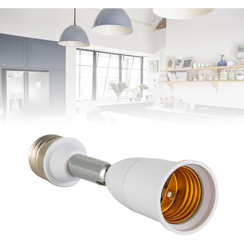 1Pc White E26/E27 Light Bulb Socket Extender Adapter 180 Degree