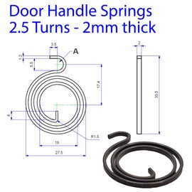 Universal Hardware Door Handle Spring Replacement Repair Kit 6 x 2.5 Turns Springs Coil 2mm Thick Plus 6 Circlips
