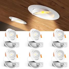 Amico 6 Pack 4 Inch 5CCT Gimbal LED Recessed Lighting, 360°&90° Adjustable Eyeball Directional Downlight, Dimmable, 2700K/3000K/3500K/4000K/5000K Selectable, CRI90+ 9W 700LM, ETL&FCC
