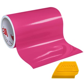 VViViD ORACAL 651 12x 15ft Gloss Vinyl Choose Color Solvent-Based Adhesive-Backed Calendared Wrap Decals w/Yellow Multi-Purpose Squeegee (Pink)