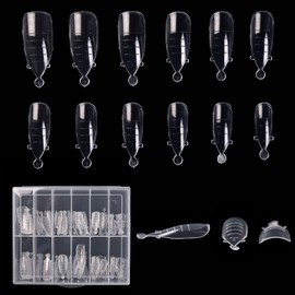 KADS Pack of 120 Transparent Full Cover Dual Nail System Form UV Gel Acrylic Nail Art Shape Artificial Nail Tips with Scale for Extension (Model 9)
