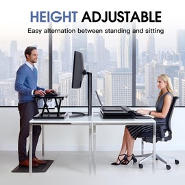 Standing Keyboard and Mouse Stand, Adjustable Height Keyboard Tray and Keyboard Riser for Desk,for Ergonomic Sit Stand Workstations with Wrist Rest、Laptop Desk 26.7 x 11.7 Inch (Black)