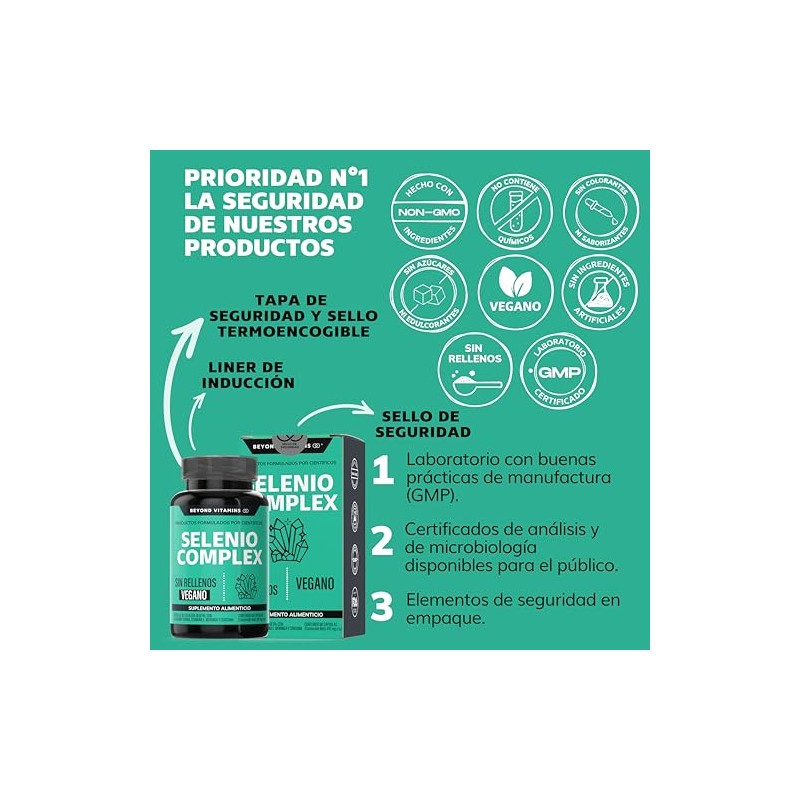 Selenio | Seleniometionina 240mcg, con Vitamina E, Moringa y Raíz