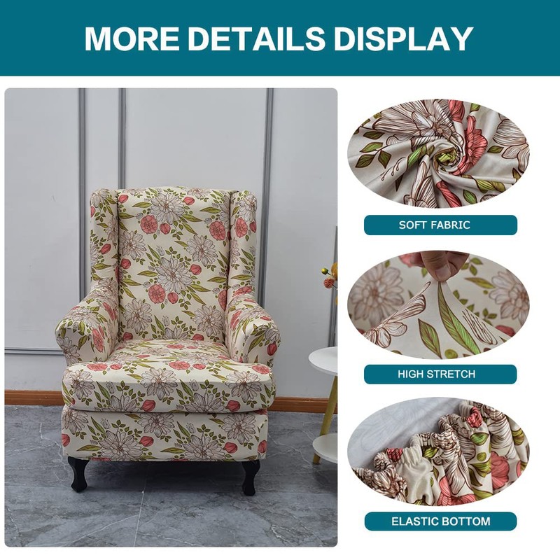 KRFOONN Wingback Chair Covers Slipcovers 2 Piece Stretch Wing Chair