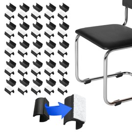 PATIKIL Rectangle U Shaped Chair Leg Tips Caps with Felt Pads, 50 Pack Slide Smoothly Furniture Feet Floor No Scratches No Noise Protectors Protect Hardwood Floors Fit Dia 22 mm Leg, Gray