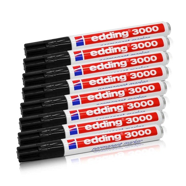 Edding Permanentmarker 8x EDD 3000, schwarz, 1,5-3 mm, nachfüllbar, 8er Pack