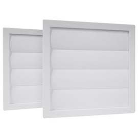 HVAC OV ø6" Inch - Pack of 2 - White Square Exhaust Vent Covers - Louvered Dryer Duct Vent Cover - Vent Hood with Shutters - One-Directional Plastic Air Grille - Hidden Screw Holes