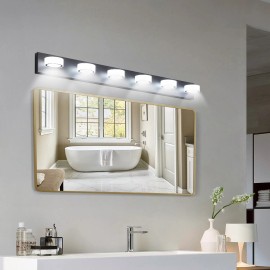 Ship in US,45" Modern 6-Light LED Vanity Light, Sleek Black Bathroom Wall Light Fixture for Mirror, Shower, and Bathroom DecorLamp Power(W): 18
