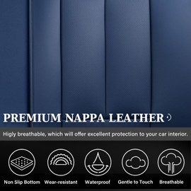 Coverado Rear Seat Covers for Cars, Back Seat Cover for Dogs, Faux Leather Car Seat Covers Backseat, Blue Car Seat Cushion, 3-Pieces Waterproof Universal Seat Covers for Cars Fit for Most Sedans SUV