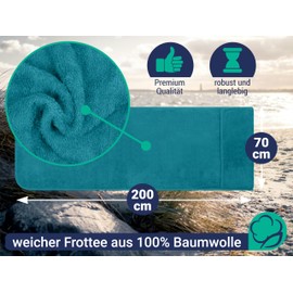 Marie´s Home Terry Cloth Protective Cover for Garden Chair and Garden Lounger 70 x 200 cm for Camping Chair Camping Lounger Folding Chairs Sauna Lounger Beach Lounger Pool Loungers 70 x 200 cm Petrol