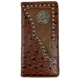 Royal West #1 Praying Cowboy Mens Wallet Western Bifold Check Book Style W011-27 Ostrich Brown