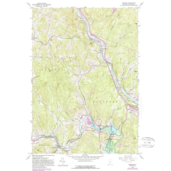YellowMaps Quechee VT topo map, 1:24000 Scale, 7.5 X 7.5