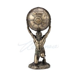 Veronese Atlas Holding World Greek Statue, Bronze Finish 8.2H