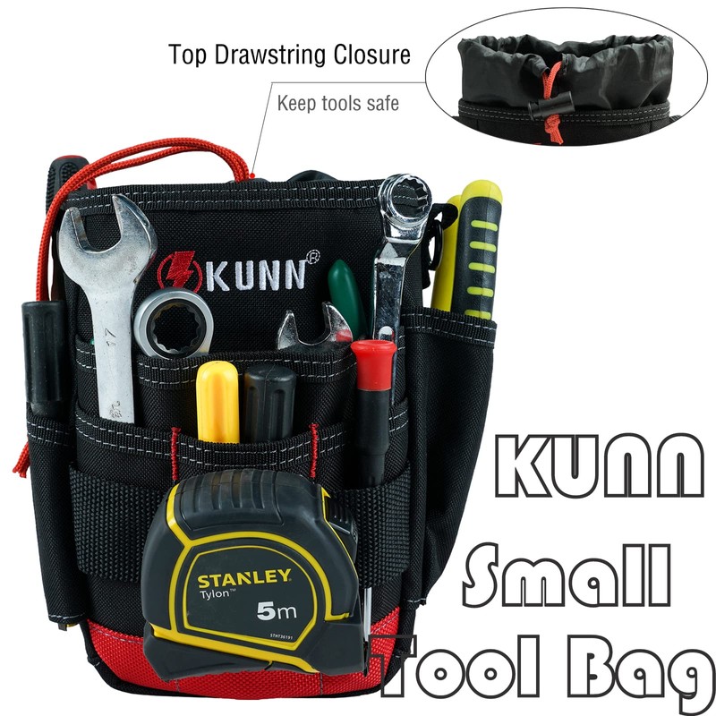 KUNN Small Tool Pouch Utility Tool Belt Pouches,Compact Top Drawstring
