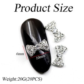 20Pcs Nail Charms Alloy 3D Nail Art Rhinestones Bow Nails Jewelry Accessories for Women Nail Decorations DIY Nail Salon