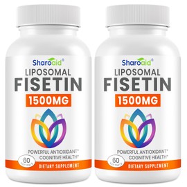 Sharoaid 1500mg Fisetin Supplements - Powerful Absorption with Liposomal Delivery,98% Pure Fisetin,Polyphenol Antioxidant for Healthy Aging,Non-GMO - 2 Bottles, 120 Softgels for Adults