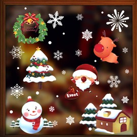 Hidreams 238 PCS Christmas Snowflake Window Clings Decorations, Xmas Window Stickers Decal 8 Sheets
