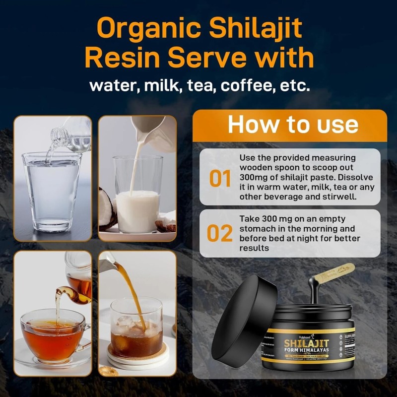Shilajit 100% Pure Himalayan Organic Resin, Shilajit Supplement for Men