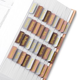 Mr. Pen- Bible Tabs, 75 pcs, Warm Mocha, Gold Foil Embossed Lettering, Laminated Bible Tabs for Women and Men