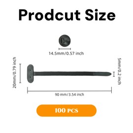 100 pcs Himtop Nylon Universal Cable Tie Buckle， Heavy Duty Self-Locking Nylon Zip Ties Holder,for Quick Fastening, Automotive Repair and Daily Use
