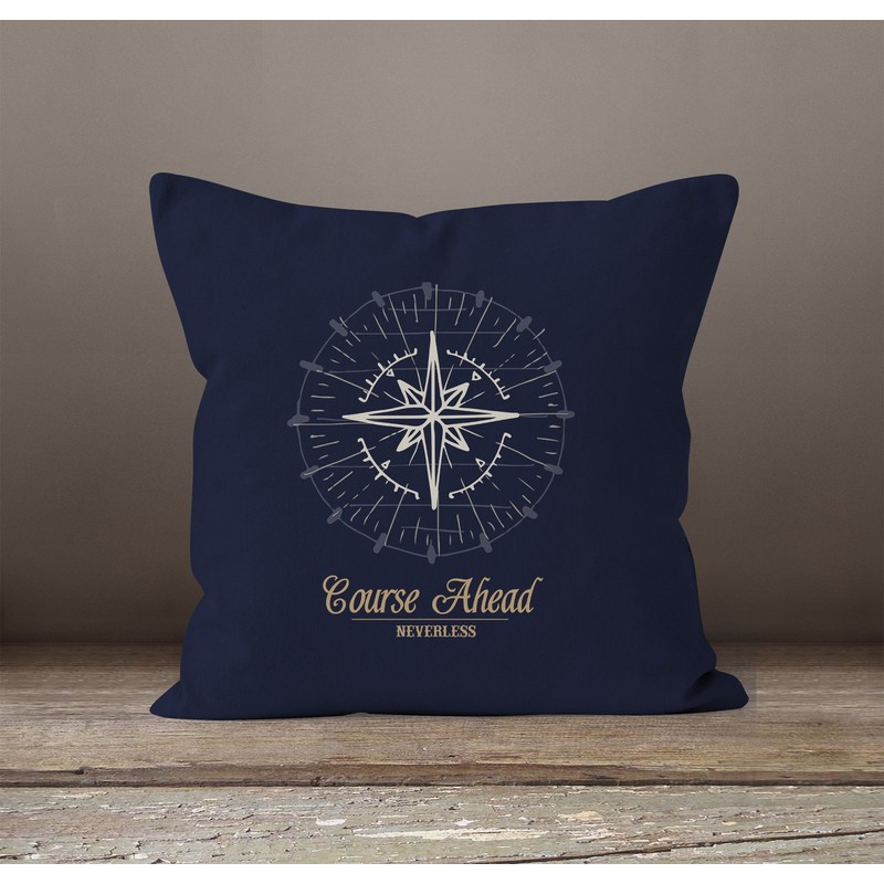 Autiga Maritime Cushion Cover Compass Wind Rose Navigator Sailing Cushion