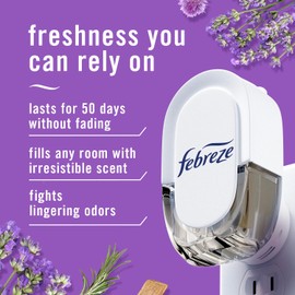 Febreze Febreze Plug in Air Fresheners, Mediterranean Lavender, Odor Eliminator for Strong Odors, Scented Oil Refill- Pack of 1