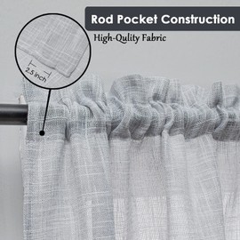 Beda Home Tassel Linen Textured Swag Curtain Valance for Farmhouses’ Kitchen; Rustic Short Swag Topper for Small Windows Bedroom Privacy Added Rod Pocket Design(Light Grey 36x36-2PCs)