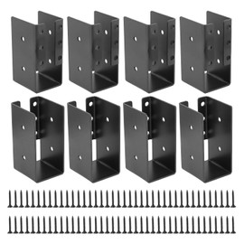 QWORK Heavy-Duty Concealed Joist Hanger 8 Pack, Steel, Powder Coated Black, 2"x4" Bracket, Indoor & Outdoor Use