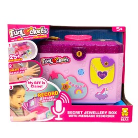 FUNLOCKETS Secret Jewellery Box with Voice Message Recorder, Jewellery Box for girls with secret compartments containing jewellery to make. Gifts for girls age 5+